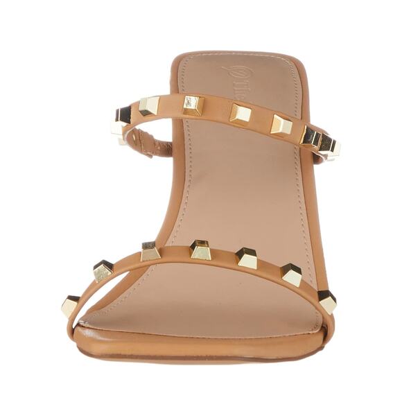 The Drop Women's Avery Doe Tan Studded Square Toe Two Strap High Heels - Picture 4 of 4